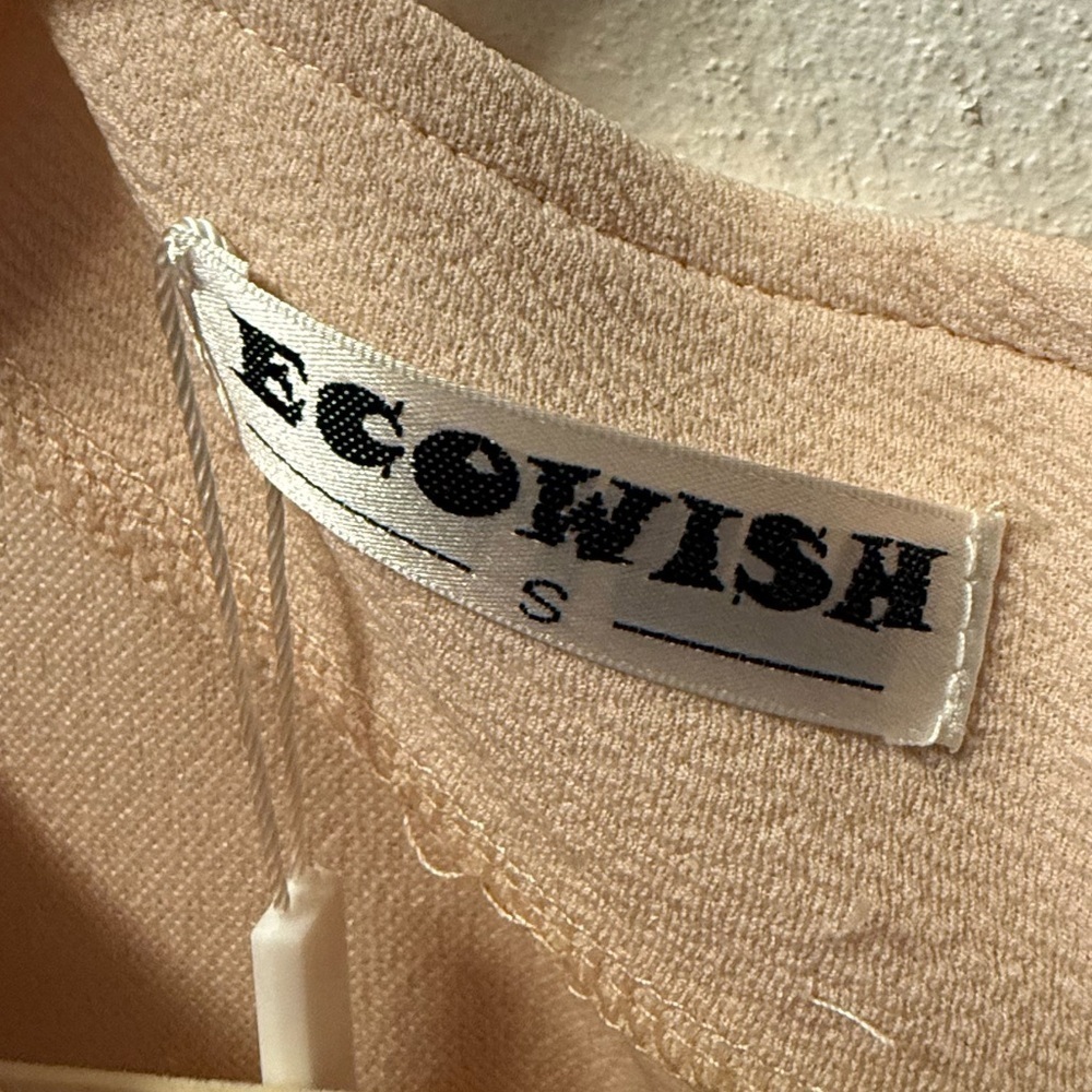 NWT Ecowish Ruffle Sleeve Fit & Flare Dress Blush & Navy Abstract Easter Spring - Picture 4 of 6